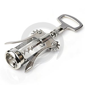 Metal corkscrew with bottle opener photo