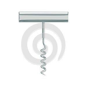 metal corkscrew illustration. steel corkscrew isolated on a white background