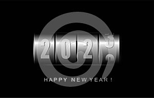 A metal counter counts the chronology. Happy New Year 2023. Vector