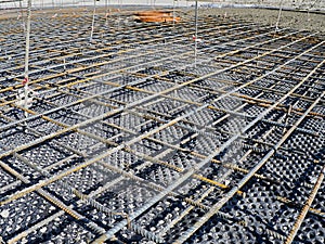 Metal crate waiting for pouring concrete