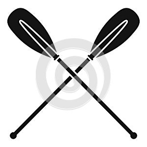 Metal crossed oars icon, simple style