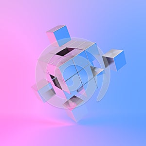 Metal cube with key elements