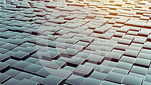 Metal cubes array as abstract 3d background