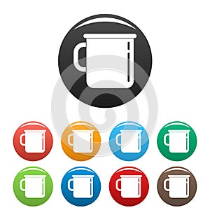 Metal cup icons set color