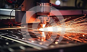 A Metal Cutting Machine Creating Sparks