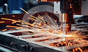 A Metal-Cutting Machine Producing Sparks and Creating Precision Cuts