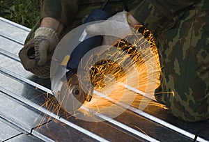 Metal cutting sparks