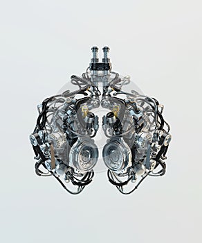 Steel robotic lungs, 3d illustration photo