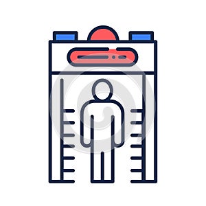 Metal detector color line icon. Electronic machine. Detects the presence of metal nearby. Pictogram for web page, mobile app,