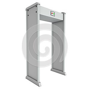 Metal detector scanner. 3D render isolated on white.