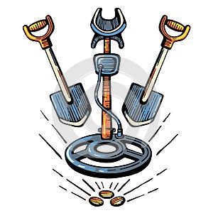 Metal detector treasure hunt color logo