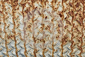 Metal diamond plate with rusty texture