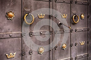 Metal door in Akershus Fortress in Oslo, Norway