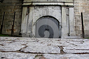 Metal door at castle Island Boston