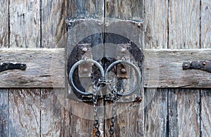 Metal door hangers locked.