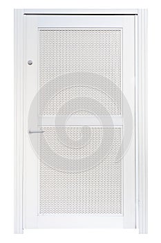 Metal door with mesh screen isolated