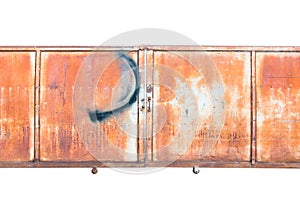 Metal door on white background with clipping path