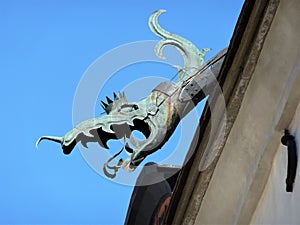 Metal Dragon Sculpture on a roof