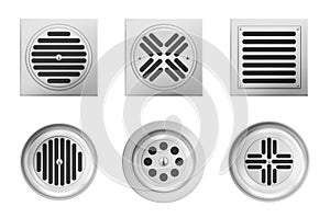Metal drainage grates for shower or sink