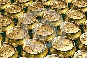 Metal drink cans with beer