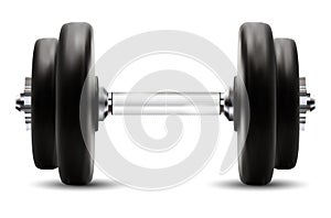 Metal dumbbell isolated on white background