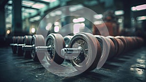 Metal dumbbells, generated ai image