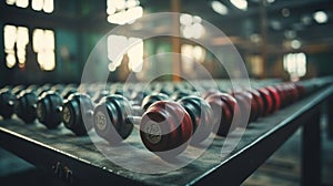 Metal dumbbells, generated ai image