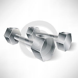 Metal dumbbells in perspective view