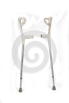 Metal elbow Crutches on a white background