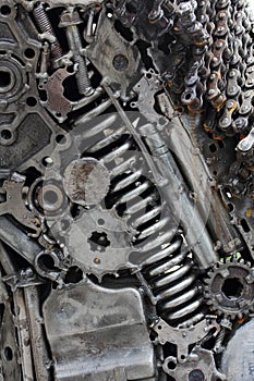 Metal engine gears background