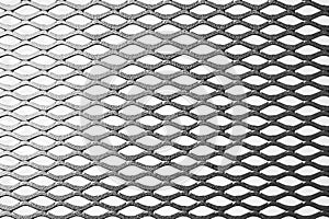 Metal expanded lath on white background