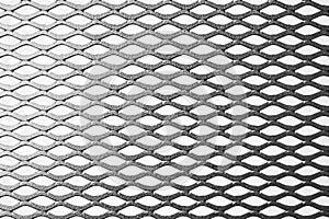 Metal expanded lath on white background photo