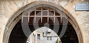 Metal fence and arch, Brittany, France, Europe