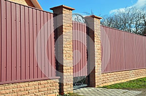 Metal Fence with Door of Modern Style Design from Street Side.