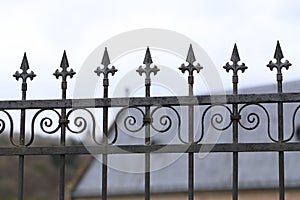 Metal fence. Metal curly fence in the park