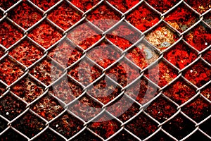 Metal fence with rust grunge