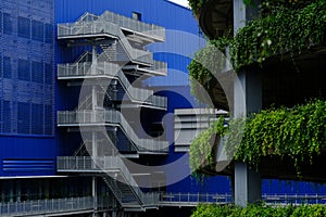 Metal fire escape on facade of old building in New York City, Exterior