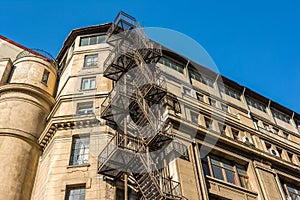 Metal Fire Escape Stairs On Old Building