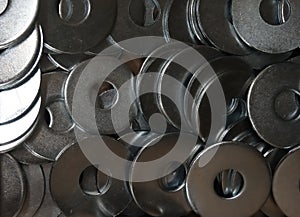 Metal flat washers placer detailed stock photo photo