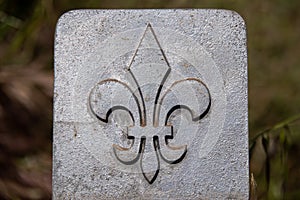 Metal Fleur de lis on a post at the ruins of Belvoir Fortress - Kokhav HaYarden National Park.