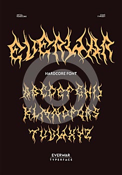 Metal font EVERWAR typography vector punk rock hardcore dark music typerface editable