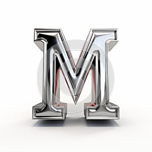 Metal Font Style Letter M Isolated Photo - Exotic Silver And Crimson