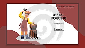 Metal Forging Blacksmith Worker Hammer Tool Vector