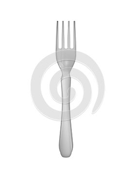 Metal fork, on white background.