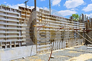 Metal formwork of the foundations of building under construction