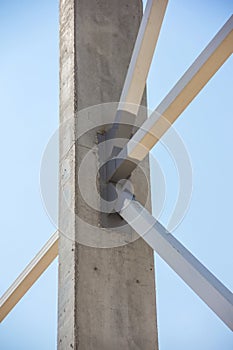 metal frame of the building and concrete columns