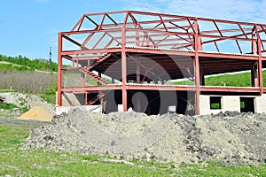 Metal frame building under construction