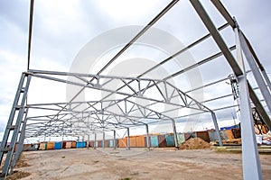 Metal frame of an industrial building