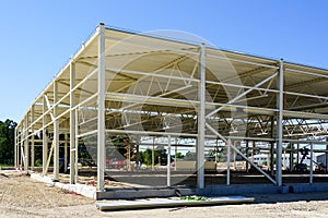 Metal frame of a new modern industrial building
