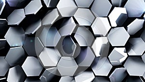 Metal futuristic hexagons background.